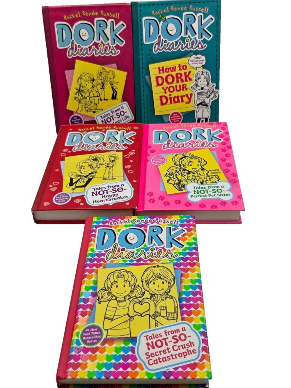 Dork Diaries Hard Cover Books 1, 3 ½, 6,10,12 Book Lot Of 5 Rachel Renee Russell